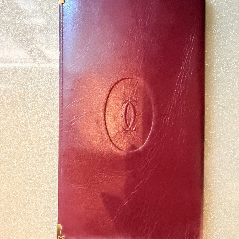 Authentic Cartier Burgundy Must de Cartier Leather Long Wallet